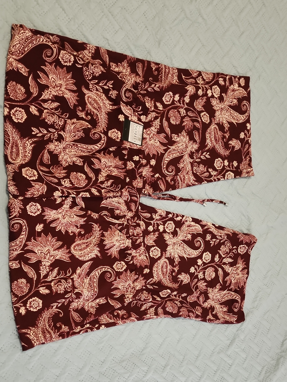 Soho Apparel Burgundy Paisley Wide Leg Pants